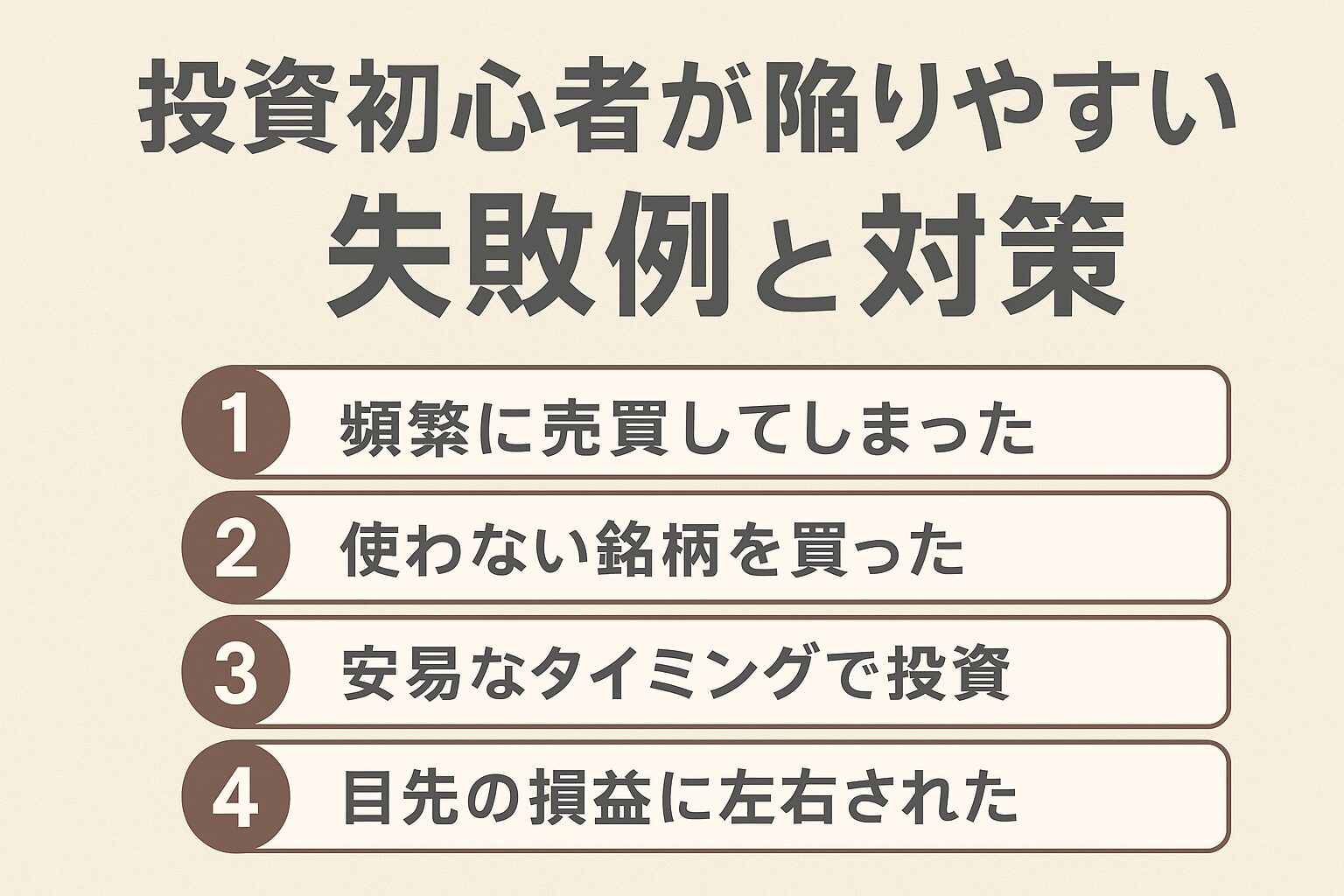 投資初心者が陥りやすい失敗例と対策5選